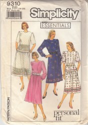 9310 ELASTIC WAIST 2 PC FLARE SS-LS DRESS PATTERN 14-20